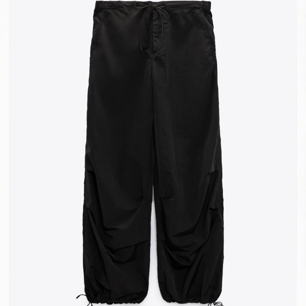 Zara black parachute pants ref 8338/502 size Small